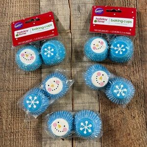 500ct Blue Snowman Winter Christmas Mini Cupcake Paper Liner Baking Cups Wilton